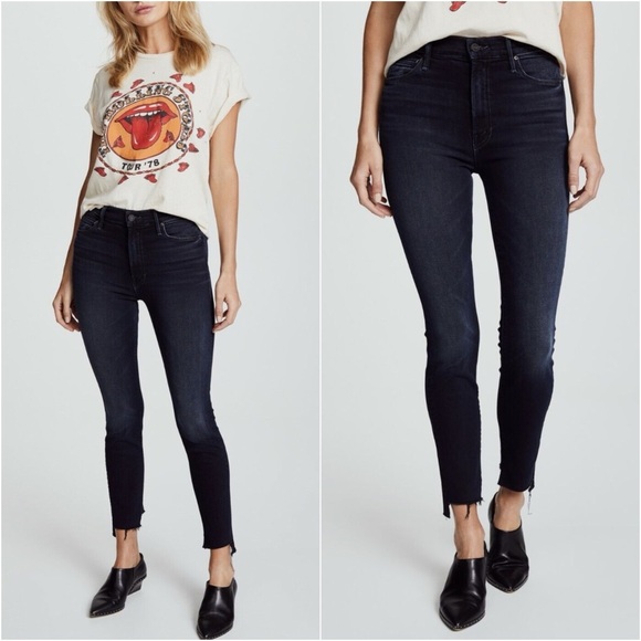MOTHER Stunner Zip Two Step Fray Raw Hem Jeans in Last Call Dark Wash size 24 - Picture 1 of 16